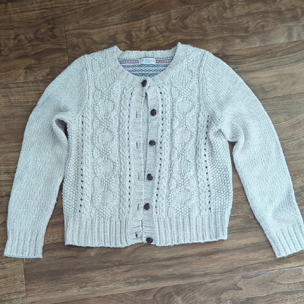 Marks & Spencer Chunky Cream Cardigan Wool Blend